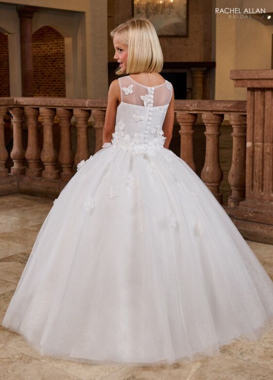 Rachel Allan RB9165 3D Flower and Butterfly Dress