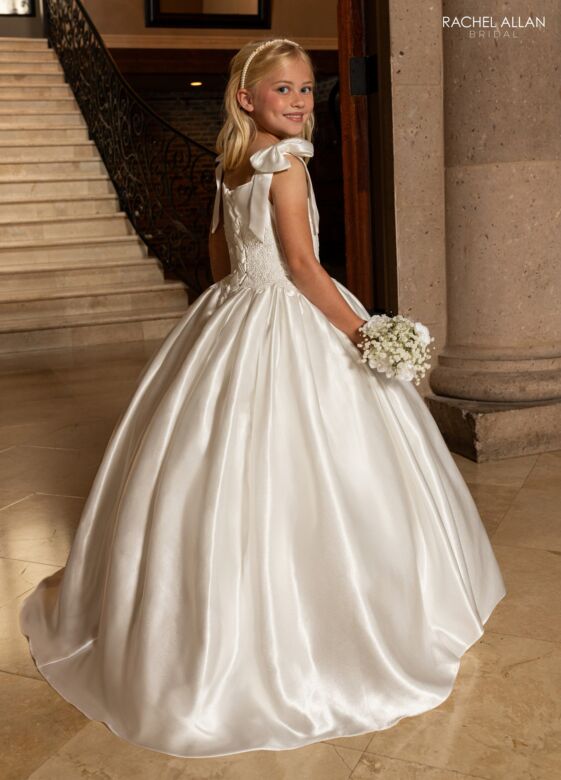 Rachel Allan RB9198 Shoulder Bow Gathered Skirt Dress