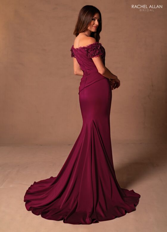 Rachel Allan RB8180 Off-The-Shoulder Pleated Bodice Dress