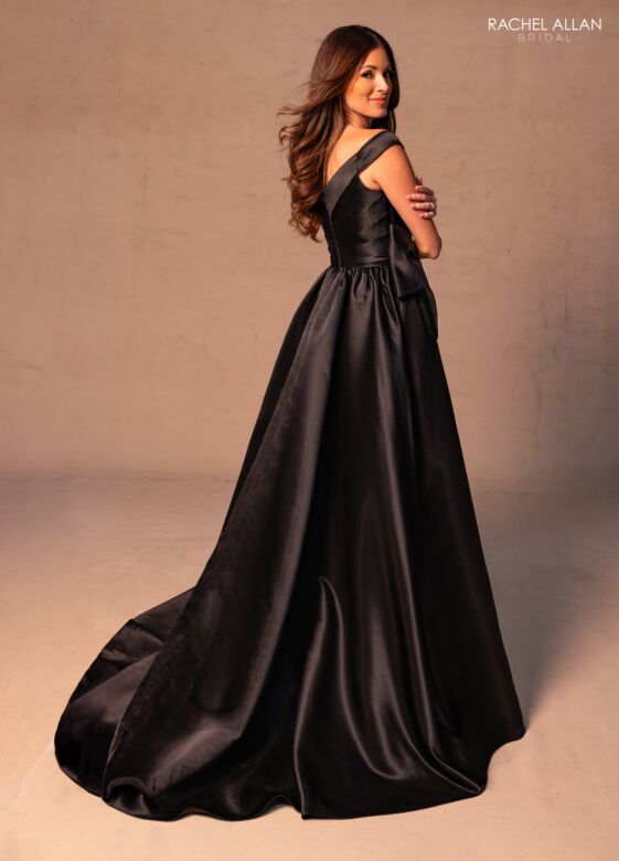 Rachel Allan RB8186 Off-The-Shoulder Bow Waistband Dress