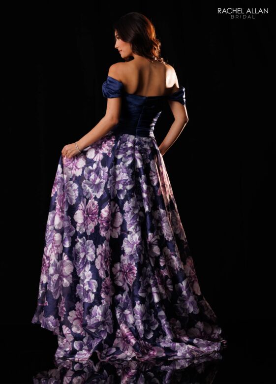 Rachel Allan RB8225 Off The Shoulder Floral Skirt Dress