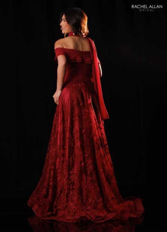 Rachel Allan RB8230 A-Line Off The Shoulder Dress