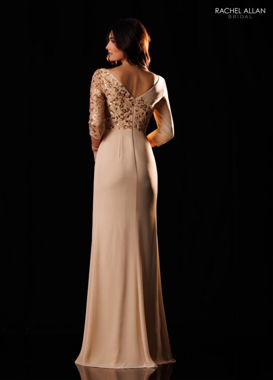 Rachel Allan RB8232 V-Neck Three Quarter Sleeve Dress
