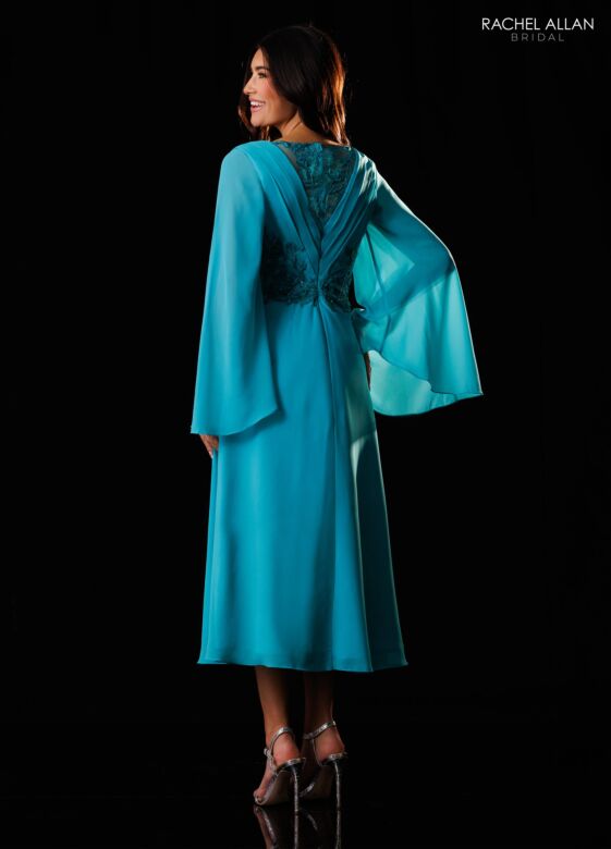 Rachel Allan RB8234 A-Line Angel Sleeve V-Neck Dress