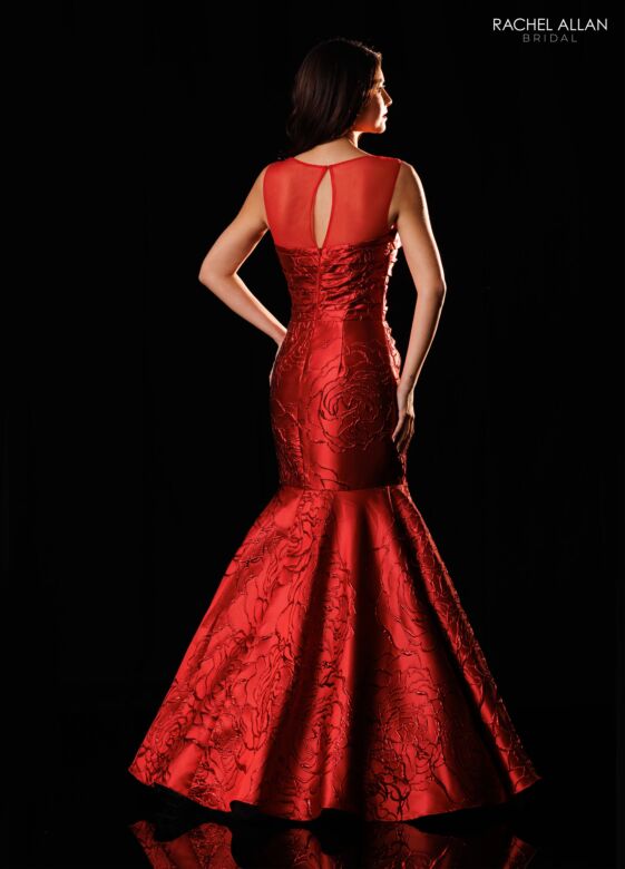 Rachel Allan RB8236 Sheer Neck Keyhole Back Dress