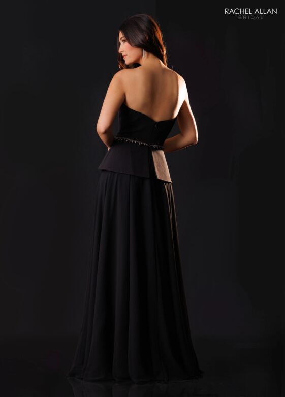 Rachel Allan RB8237 Asymmetric Neck Peplum A-Line Dress