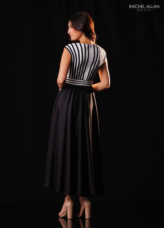 Rachel Allan RB8241 Cap Sleeve Stripe A-Line Dress