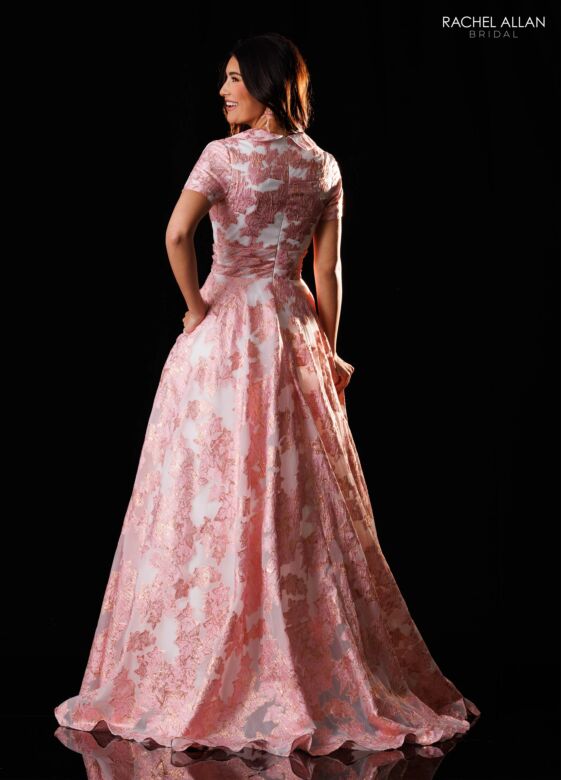 Rachel Allan RB8242 Floral A-Line Wing Collar Dress