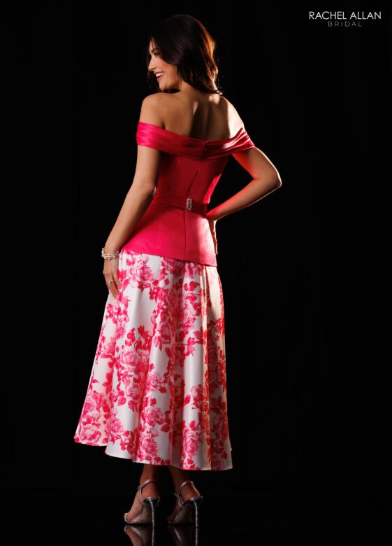 Rachel Allan RB8244 Floral A-Line Skirt Drop Waist Dress