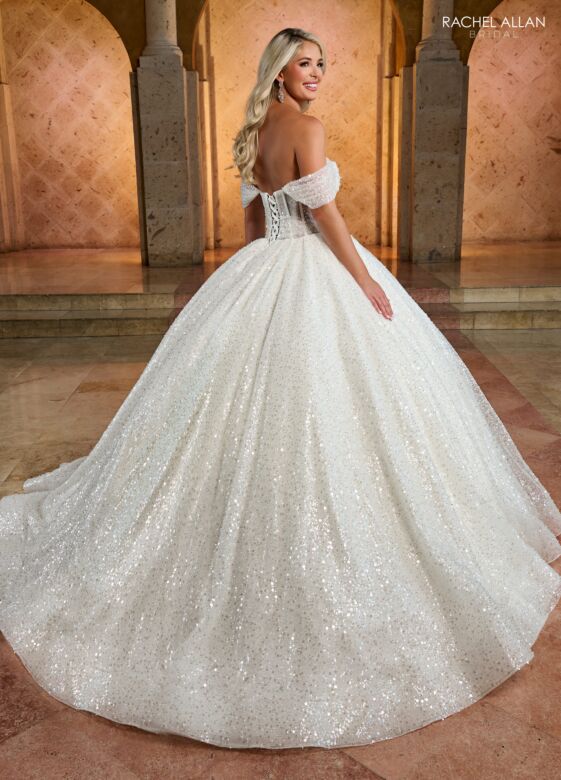 Rachel Allan RB6134 Off-The-Shoulder Cowl Neck Wedding Dress