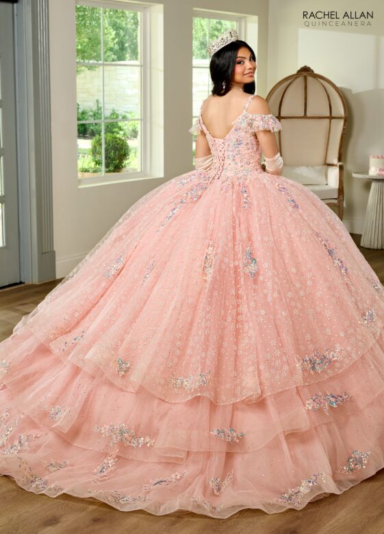 Rachel Allan RQ1136 Cold-Shoulder Flutter Sleeve Quinceanera Gown