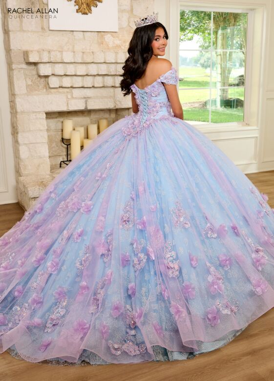 Rachel Allan RQ2190 Off-The-Shoulder Cap Sleeve Sweet 16 Dress