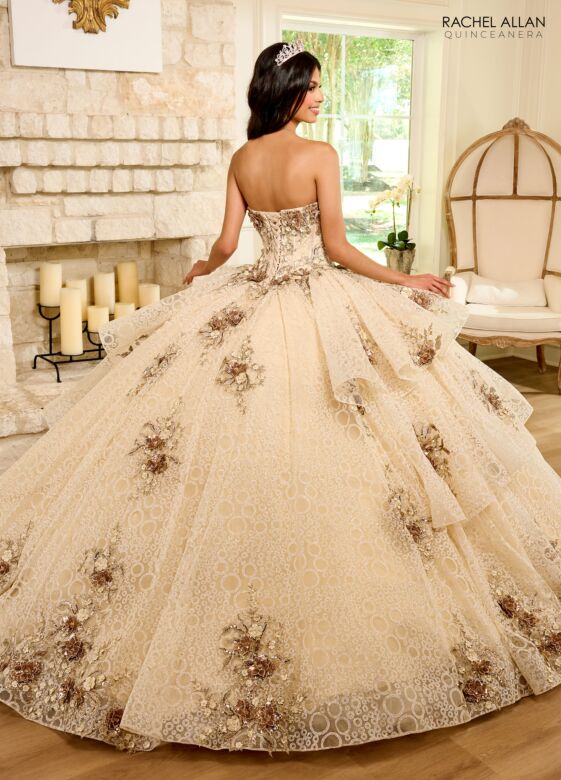 Rachel Allan RQ2191 Removable Sleeve Tiered Skirt Sweet 16 Dress