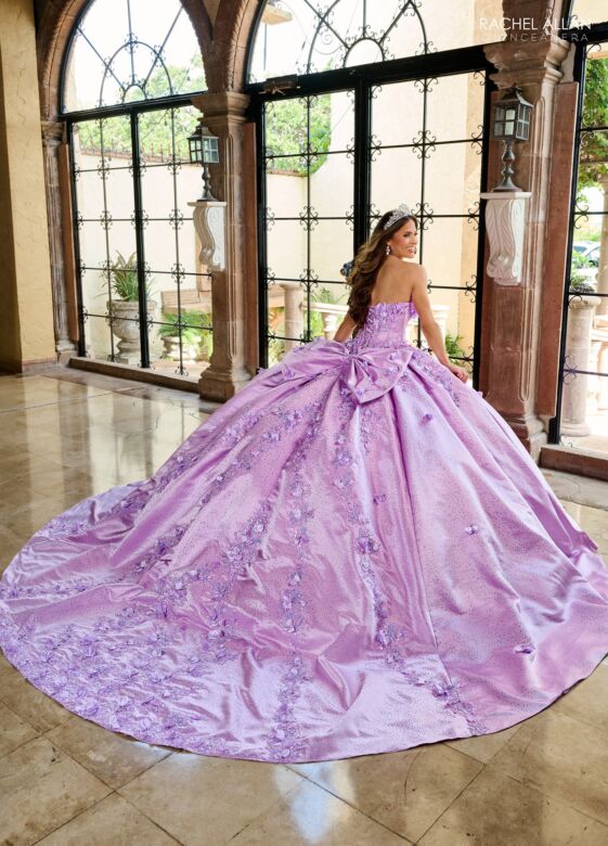 Rachel Allan RQ1157 Removable Sleeve Floral Bust Quince Gown