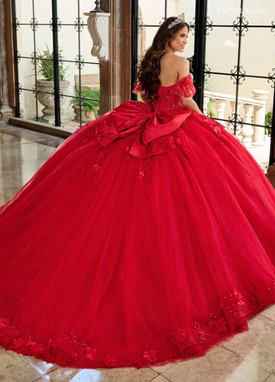 Rachel Allan RQ2220 Flutter Sleeve Removable Bow Quinceanera Dress