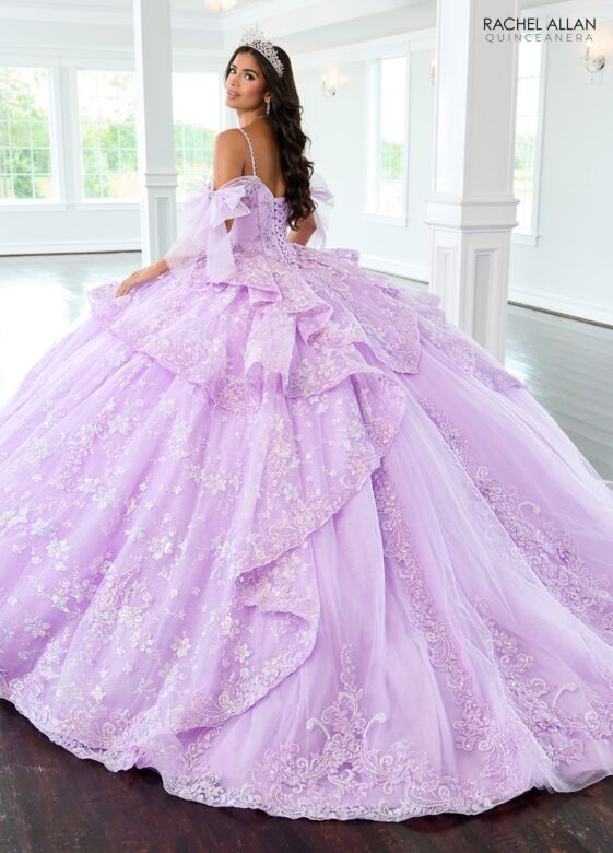 Rachel Allan RQ3147 Pannier Skirt Cold-Shoulder Quince Gown