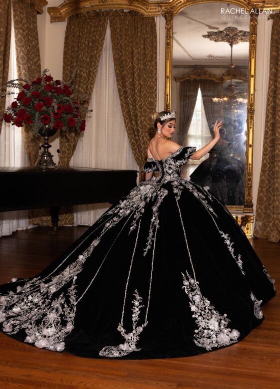 Rachel Allan RQ5011 Off-The-Shoulder Velvet Quinceanera Dress