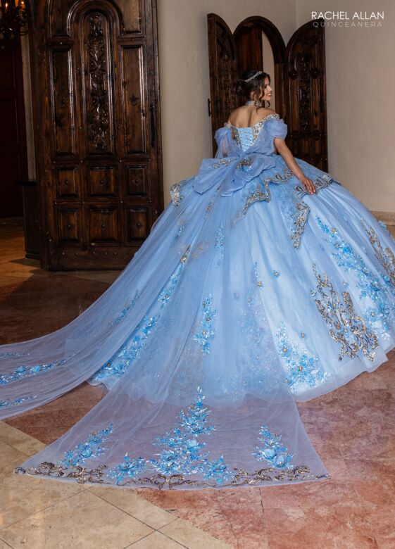 Rachel Allan RQ6010 Off The Shoulder Glitter Tulle Dress