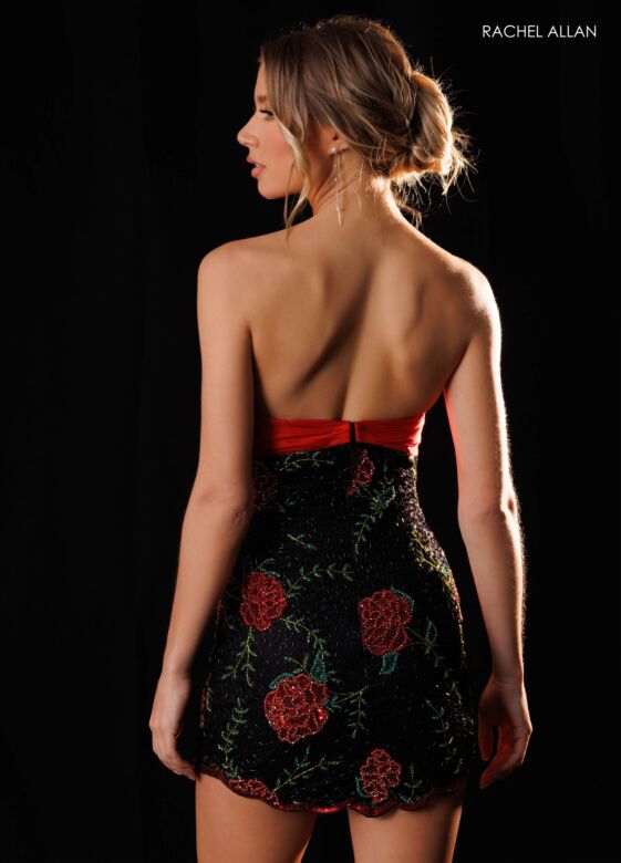 Rachel Allan 40754 Empire Waist Floral Beaded Skirt Dress