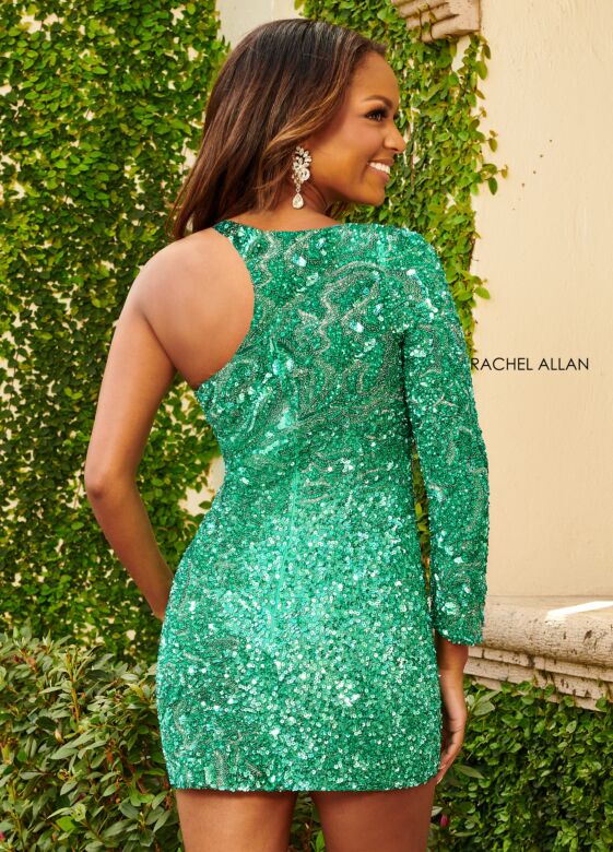 Rachel Allan 40181 One Sleeve Embellished Dress
