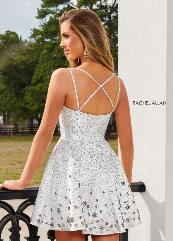 Rachel Allan 40217 Floral Beadwork Strappy Back Dress