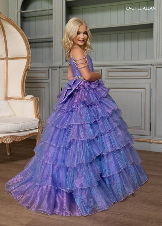 Rachel Allan 10263 Layered Skirt Fringe Straps Dress