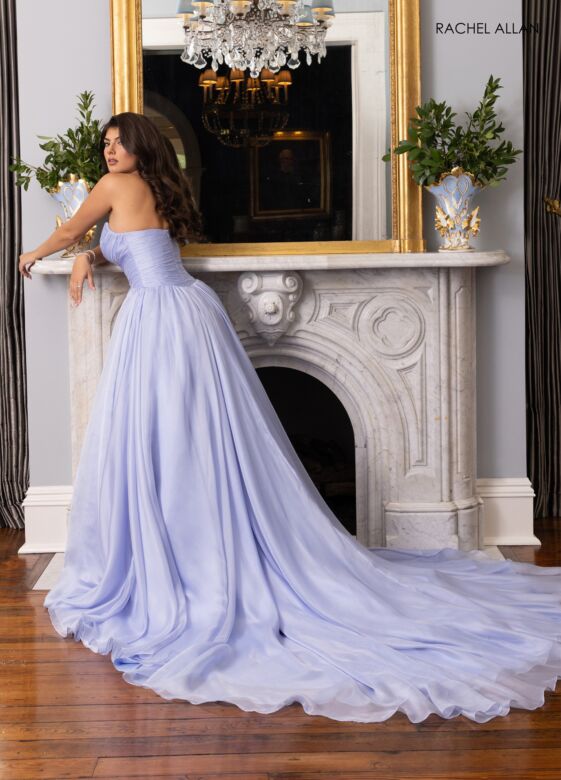 Rachel Allan 50405 Strapless Sweetheart Neck High Slit Dress