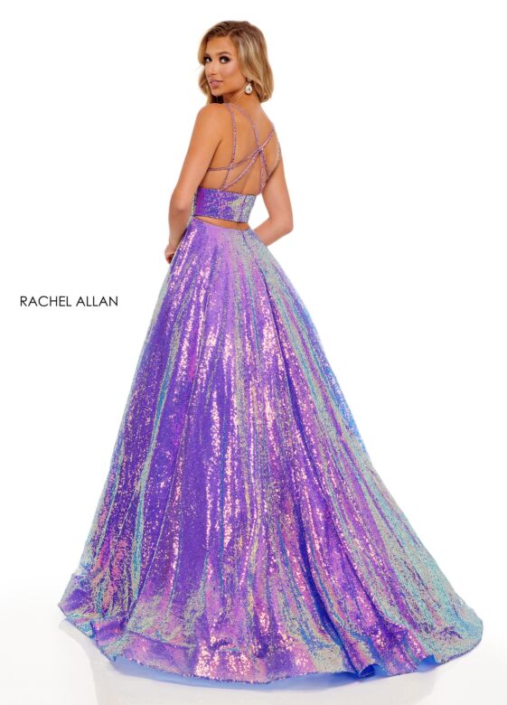 Rachel Allan 70130 Strappy Back A-Line Side Pocket Dress