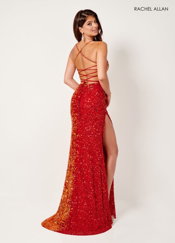 Rachel Allan 70316 Sweetheart Neck Strappy Lace-Up Dress