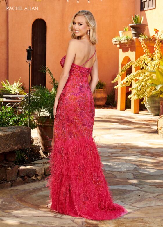 Rachel Allan 70398 One-Shoulder Double Strap Dress