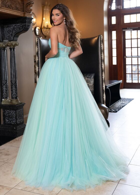 Rachel Allan 70761 Ruched Corset Two Tone Strapless Dress