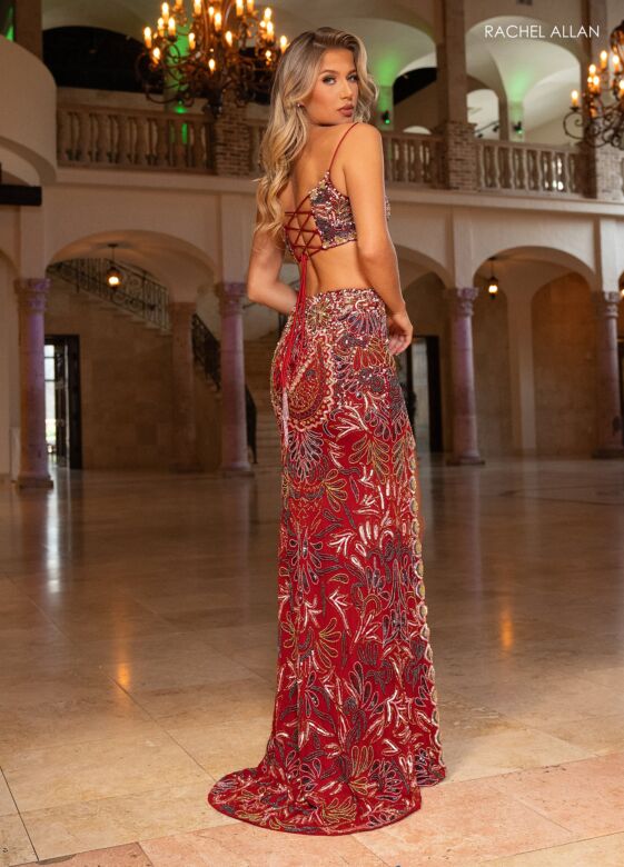 Rachel Allan 70794 Slit Skirt Embellished Two Piece Dress