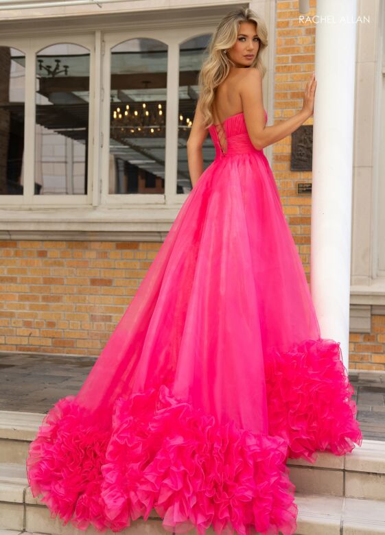 Rachel Allan 70820 Ruffle Skirt Ruched Top Strapless Dress