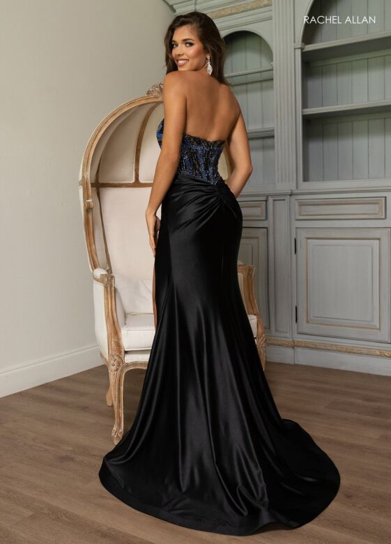 Rachel Allan 70838 Embellished Top High Slit Strapless Dress