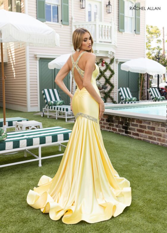 Rachel Allan 70932 Exposed Back Plunging Neckline Dress