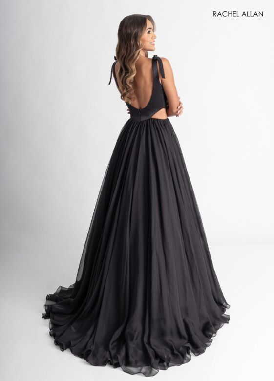 Rachel Allan 70980 Bow Strap with Pocket Dress