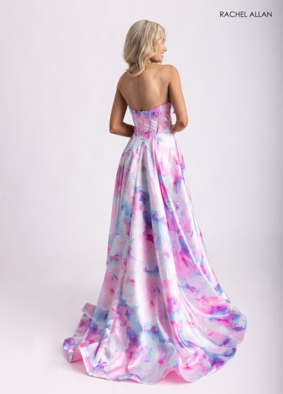 Rachel Allan 71036 Bow Neckline with Pocket Dress
