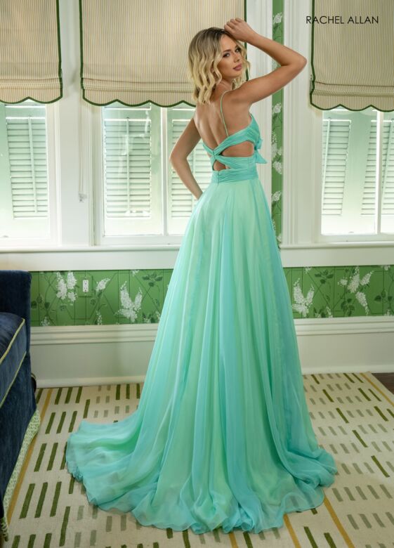Rachel Allan 71050 Slit Skirt Spaghetti Strap Dress
