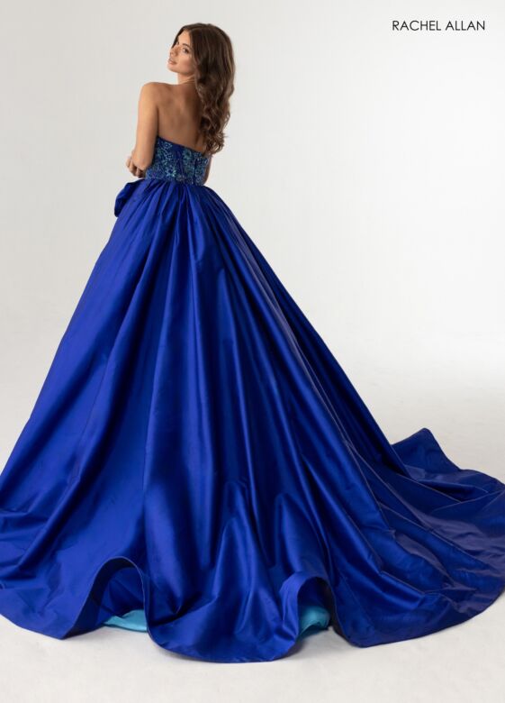 Rachel Allan 71068 High Slit Layered Skirt Sweetheart Neck Dress