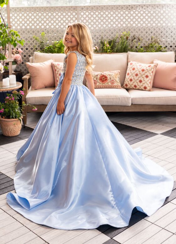 Rachel Allan 10298 Bow Accent Asymmetrical Neckline Dress