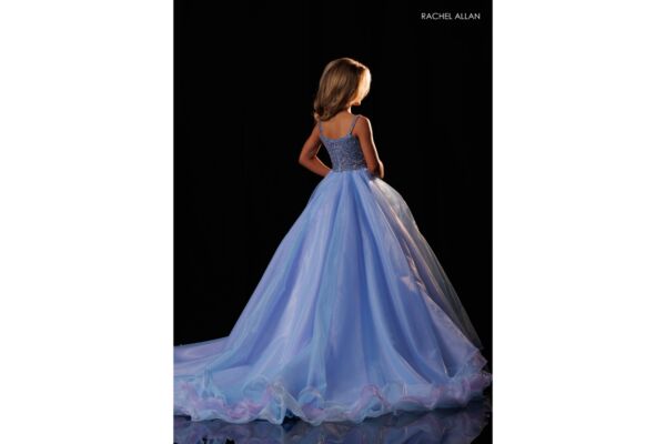 Rachel Allan 10340 Beaded Bodice Straight Neck Dress