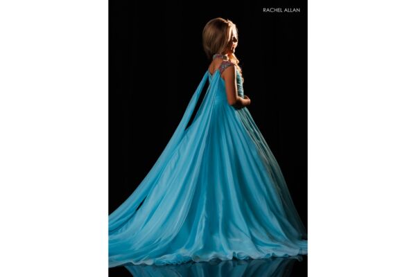 Rachel Allan 10342 Ruched Bodice Beaded Cap Sleeve Dress