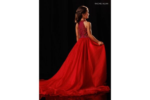 Rachel Allan 10345 Organza Overskirt Halter Neck Beaded Romper