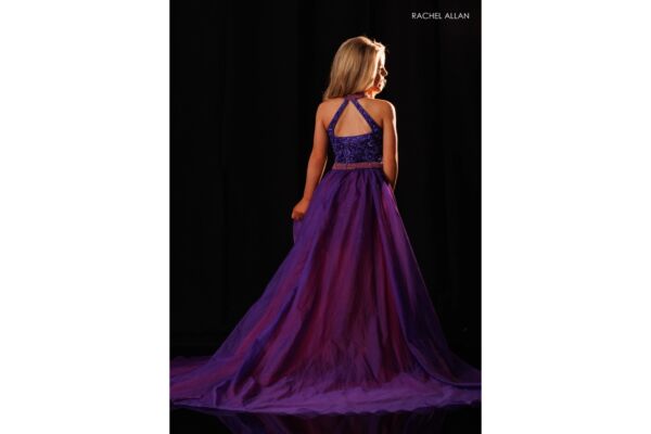 Rachel Allan 10353 Strappy Back Halter Neck Overskirt Dress