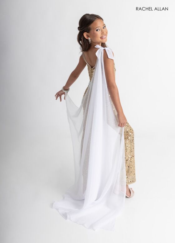Rachel Allan 10330 Spaghetti Strap Sequined Straight-Leg Jumpsuit