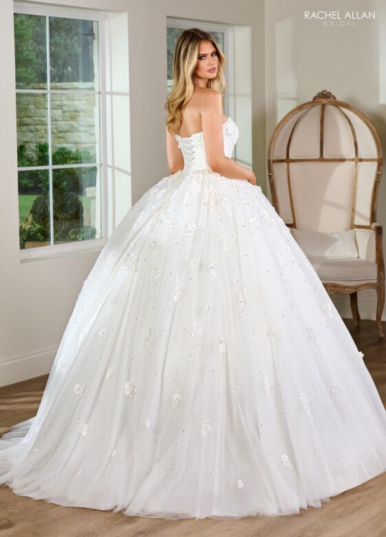 Rachel Allan RB6152 Plunging Neck Removable Sleeve Wedding dress