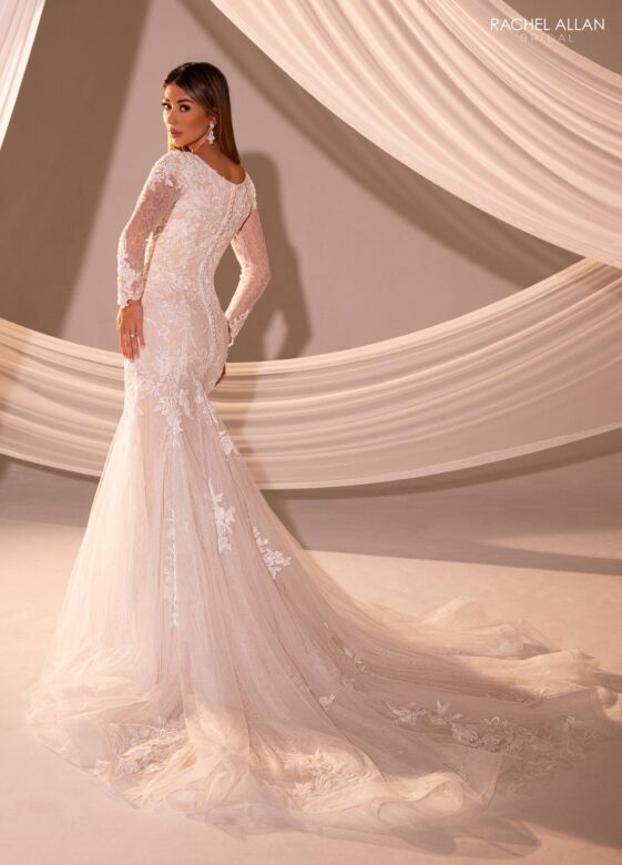 Rachel Allan RB7017 Illusion Lace Long-Sleeve Wedding Dress