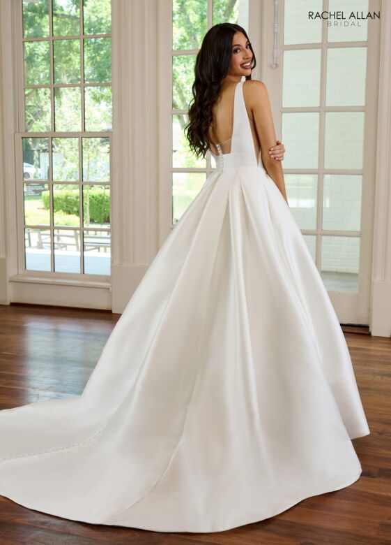 Rachel Allan RB2177 Pleated Skirt Side Pocket Wedding Gown