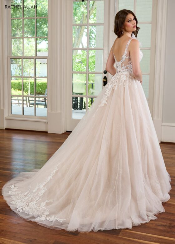 Rachel Allan RB2178 Applique Strap Scoop Back Bridal Gown