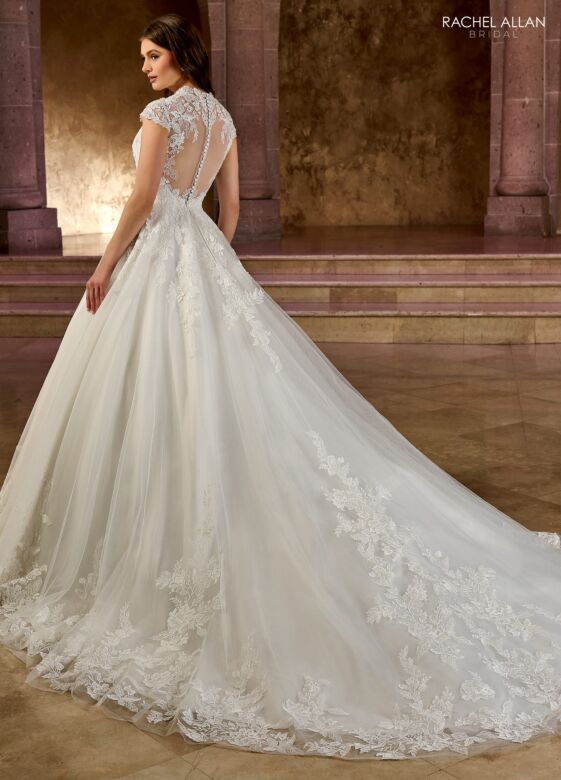 Rachel Allan RB3193 Cap Sleeve Illusion Back Bridal Gown